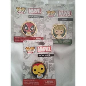 Funko Pop Marvel Pins Iron Man Deadpool & Loki